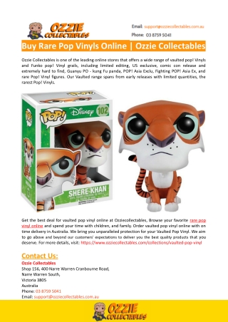 Buy Rare Pop Vinyls Online-Ozzie Collectables