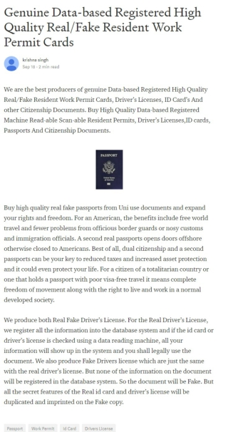 Genuine Data-based Registered High Quality Real/Fake Resident Work Permit Cards