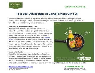 Four Best Advantages Of Using Pomace Olive Oil