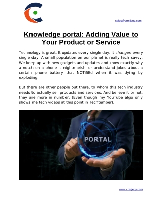 Knowledge Portal - Adding Value to Your Product or Service