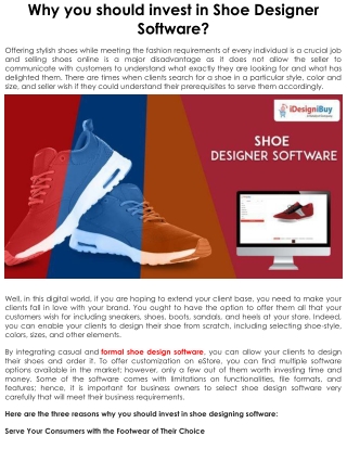 Why You should Invest in Shoe Designer Software?