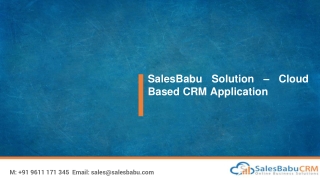 SalesBabu Solution – Cloud Based CRM Application