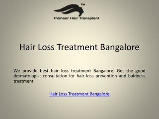 Hair Loss Treatment Bangalore