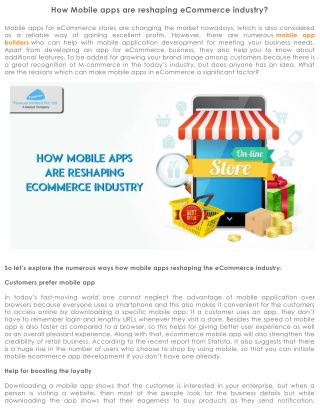 How Mobile apps are reshaping eCommerce industry?