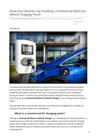 Grow Your Business by Installing a Commercial Electronic Vehicle Charging Point?