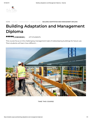 Management Diploma, Building Adaptation, building management, building management course, Edukite