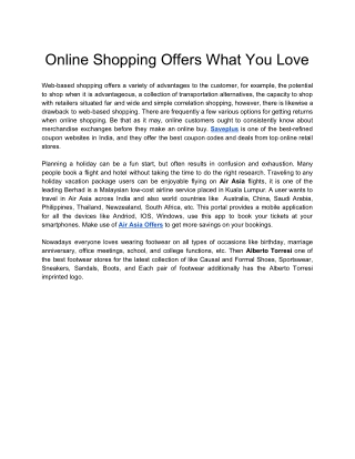 Online Shopping Offers What You Love