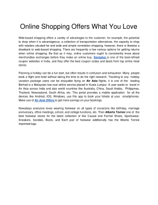 Online Shopping Offers What You Love