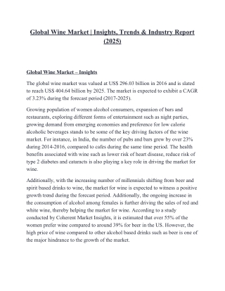 Global Wine Market | Insights, Trends & Industry Report (2025)