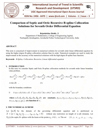 Comparison of Septic and Octic Recursive B spline Collocation Solutions for Seventh Order Differential Equation