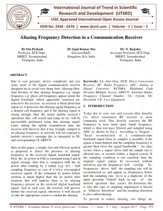 Aliasing Frequency Detection In a Communication Receiver