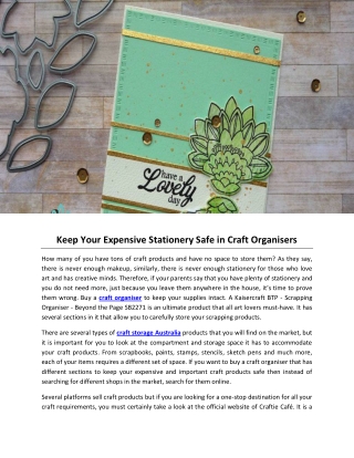 Keep Your Expensive Stationery Safe in Craft Organisers