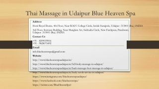 Thai Massage in Udaipur Blue Heaven Spa