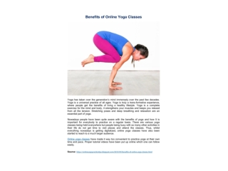 Benefits of Online Yoga Classes