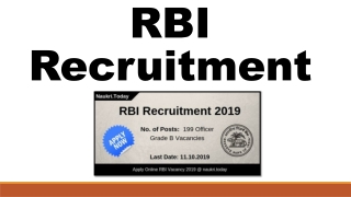 RBI Recruitment 2019 Apply Online For RBI 199 Officer Grade B Vacancy