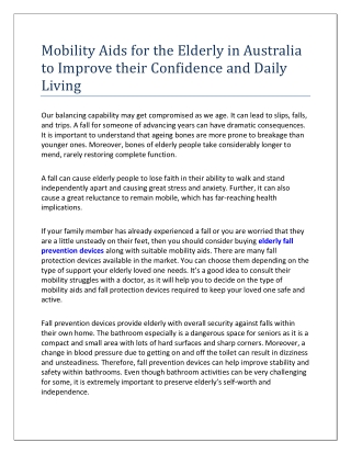 Mobility Aids for the Elderly in Australia to Improve their Confidence and Daily Living
