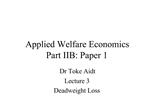 Applied Welfare Economics Part IIB: Paper 1