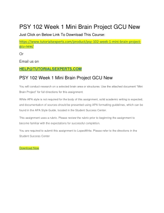 PSY 102 Week 1 Mini Brain Project GCU New