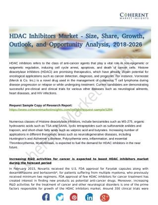 HDAC Inhibitors Market To Witness Significant Growth By 2026