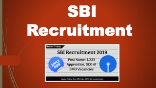 SBI Recruitment 2019 Apply 1,233 Apprentice, SCO & BMO Vacancies