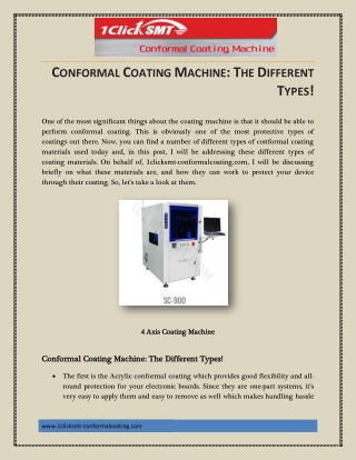 Conformal Coating Machine The Different Types!