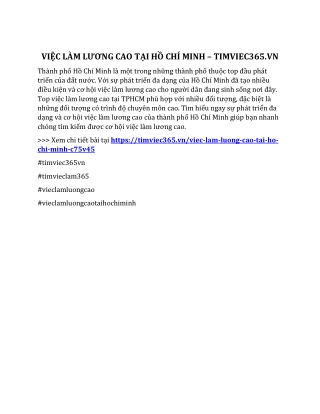 VIEC LAM LUONG CAO TAI HO CHI MINH - TIMVIEC365.VN