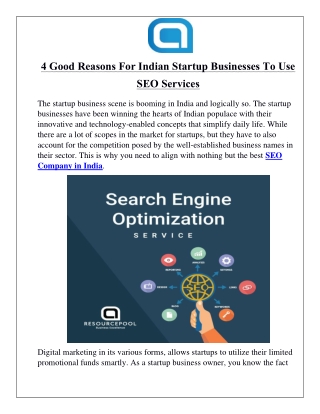 4 Good Reasons For Indian Startup Businesses To Use SEO Services