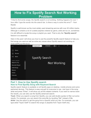 How to Fix Spotify Search Not Working