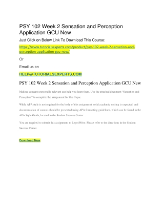 PSY 102 Week 2 Sensation and Perception Application GCU New