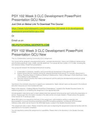 PSY 102 Week 3 CLC Development PowerPoint Presentation GCU New