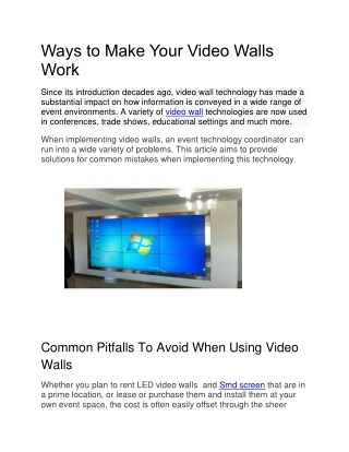 Ways to make your video walls work