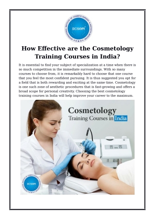 How Effective are the Cosmetology Training Courses in India?