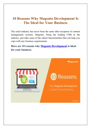 10 Reasons Why Magento Development is The Ideal choice for Your Business