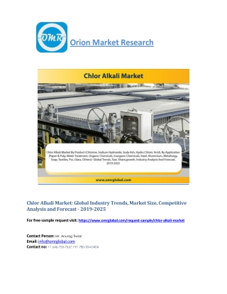 Chlor Alkali Market Segmentation, Forecast, Market Analysis, Global Industry Size and Share to 2025