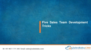 Five Sales Team Development Tricks
