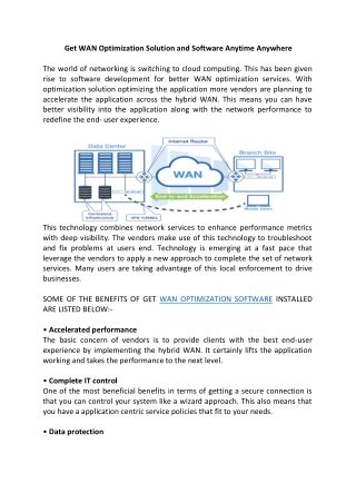 Get WAN Optimization Solution and Software Anytime Anywhere