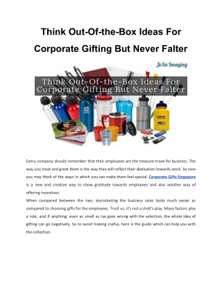 Think Out-Of-the-Box Ideas For Corporate Gifting But Never Falter