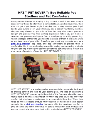 HPZ™ PET ROVER™: Buy Reliable Pet Strollers and Pet Comforters