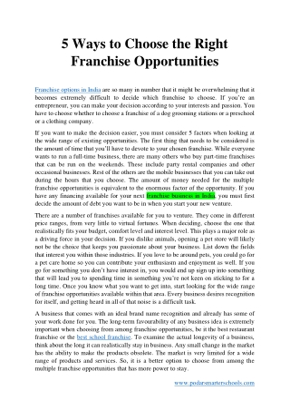 5 Ways to Choose the Right Franchise Opportunities