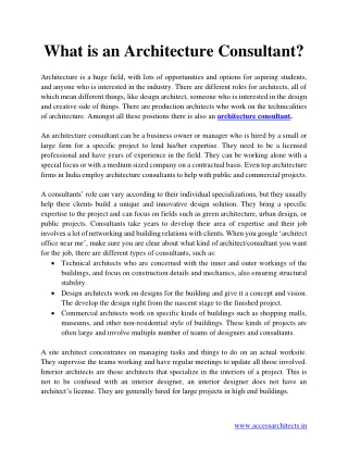 What is an Architecture Consultant?