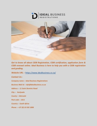 CIDB Application Form - Ideal Business