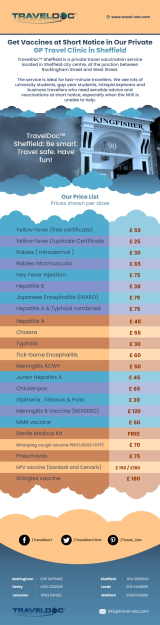 Get Vaccines at Short Notice in Our Private GP Travel Clinic in Sheffield