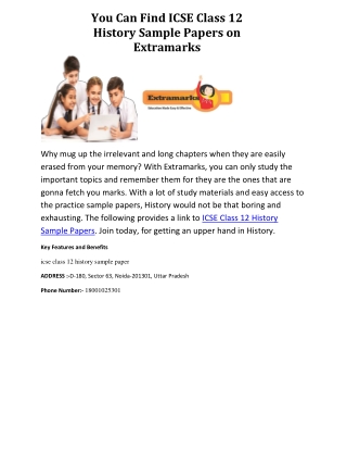You Can Find ICSE Class 12 History Sample Papers on Extramarks
