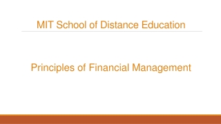 Principles of Financial Management - MIT School of Distance Education