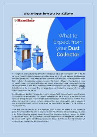What to Expect from your Dust Collector