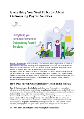 Everything You Need To Know About Outsourcing Payroll Services