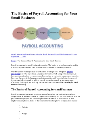 The Basics of Payroll Accounting for Your Small Business
