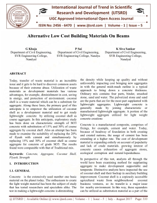 Alternative Low Cost Building Materials on Beams