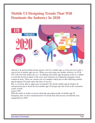 Mobile UI Designing Trends That Will Dominate the Industry In 2020