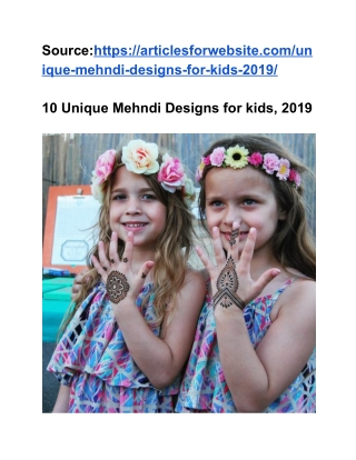 Unique Mehndi Designs for Kids, 2019